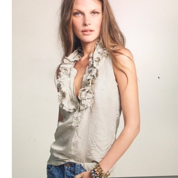 J Crew Calixta Flecked Silk Ruffle Blouse Top - Picture 2 of 8